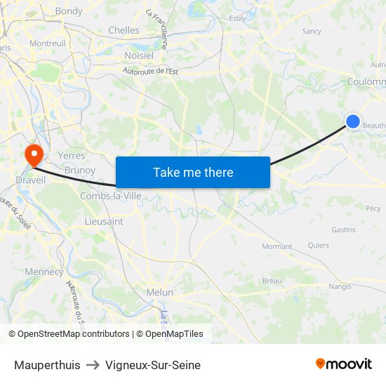 Mauperthuis to Vigneux-Sur-Seine map
