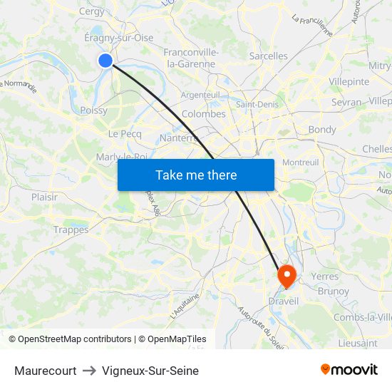 Maurecourt to Vigneux-Sur-Seine map