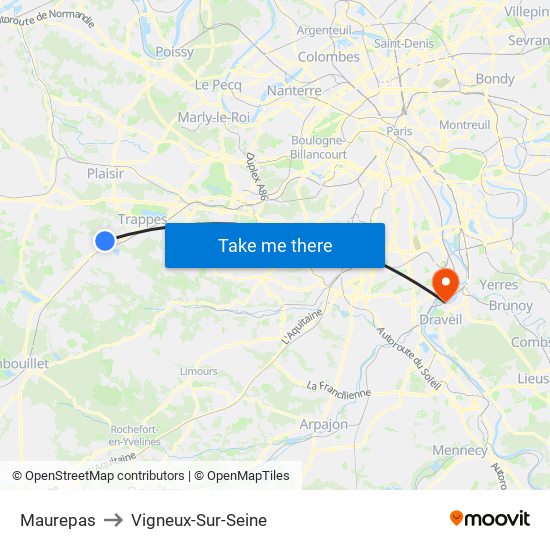 Maurepas to Vigneux-Sur-Seine map