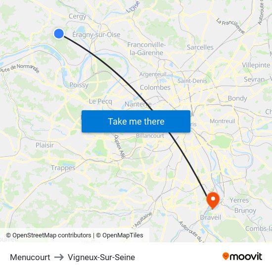 Menucourt to Vigneux-Sur-Seine map