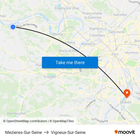 Mezieres-Sur-Seine to Vigneux-Sur-Seine map