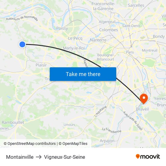 Montainville to Vigneux-Sur-Seine map