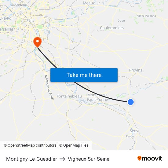 Montigny-Le-Guesdier to Vigneux-Sur-Seine map
