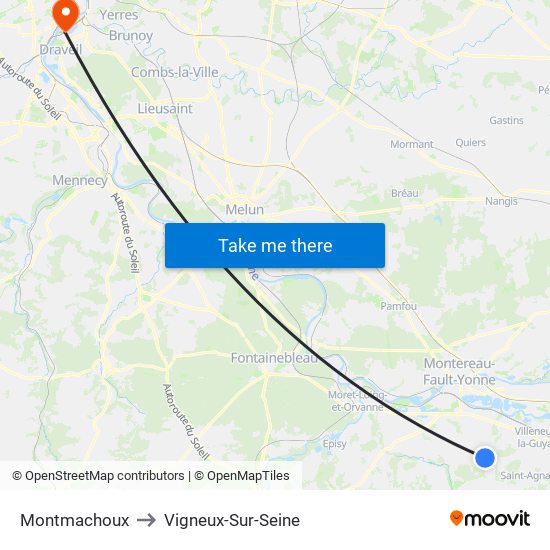 Montmachoux to Vigneux-Sur-Seine map