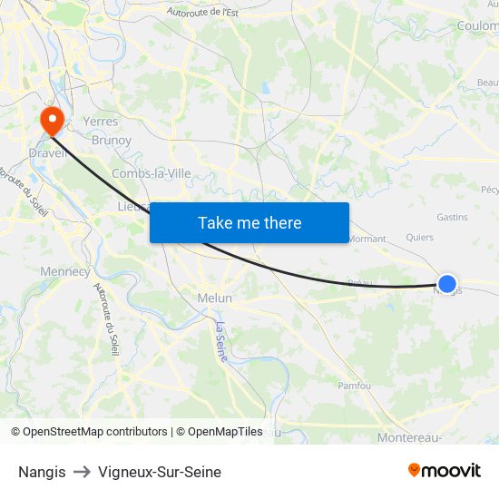 Nangis to Vigneux-Sur-Seine map