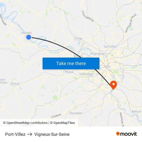 Port-Villez to Vigneux-Sur-Seine map