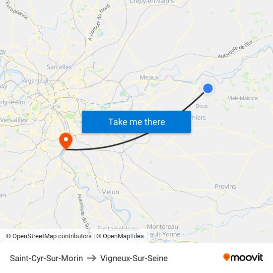 Saint-Cyr-Sur-Morin to Vigneux-Sur-Seine map