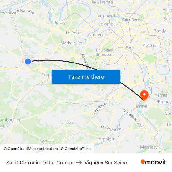 Saint-Germain-De-La-Grange to Vigneux-Sur-Seine map