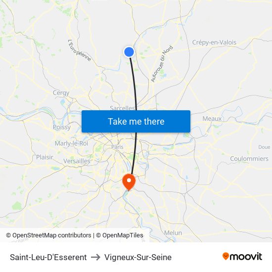 Saint-Leu-D'Esserent to Vigneux-Sur-Seine map