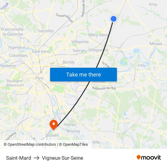 Saint-Mard to Vigneux-Sur-Seine map