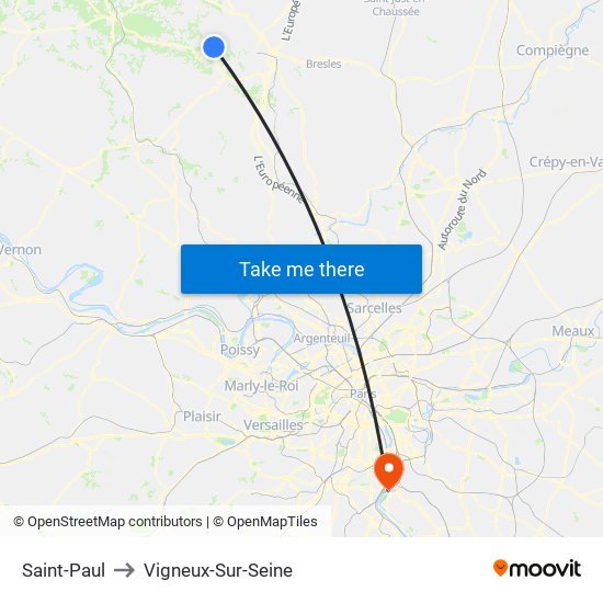 Saint-Paul to Vigneux-Sur-Seine map