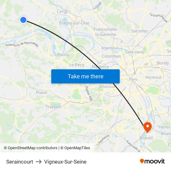 Seraincourt to Vigneux-Sur-Seine map