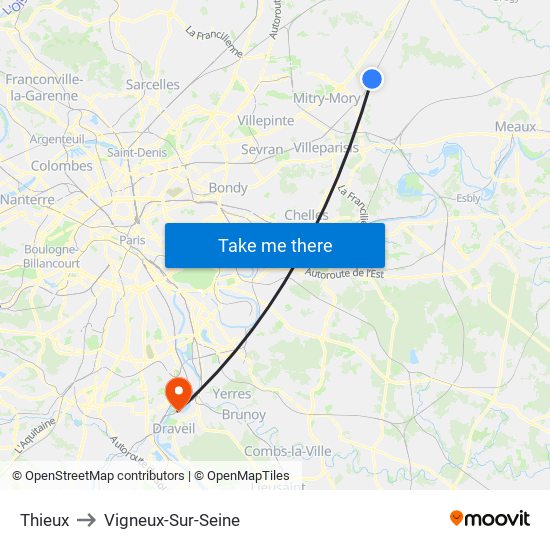 Thieux to Vigneux-Sur-Seine map