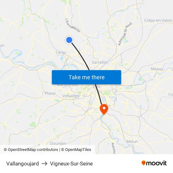 Vallangoujard to Vigneux-Sur-Seine map