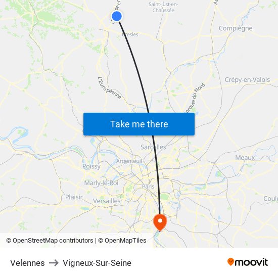 Velennes to Vigneux-Sur-Seine map