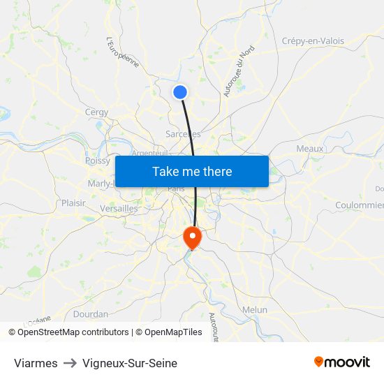 Viarmes to Vigneux-Sur-Seine map