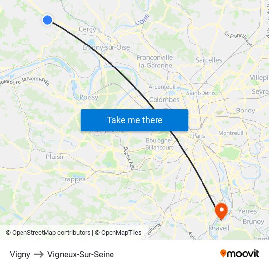 Vigny to Vigneux-Sur-Seine map