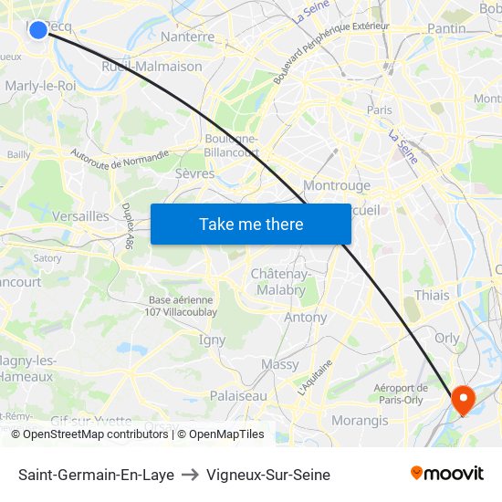 Saint-Germain-En-Laye to Vigneux-Sur-Seine map