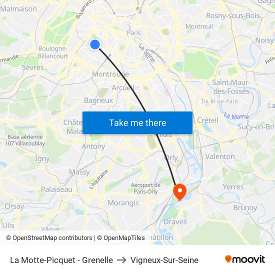 La Motte-Picquet - Grenelle to Vigneux-Sur-Seine map