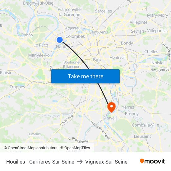 Houilles - Carrières-Sur-Seine to Vigneux-Sur-Seine map