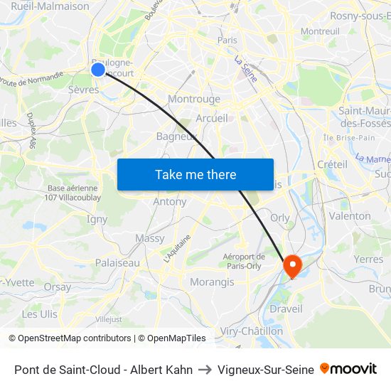 Pont de Saint-Cloud - Albert Kahn to Vigneux-Sur-Seine map