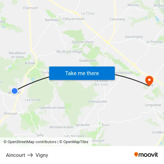Aincourt to Vigny map