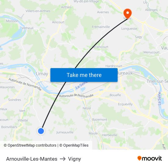Arnouville-Les-Mantes to Vigny map