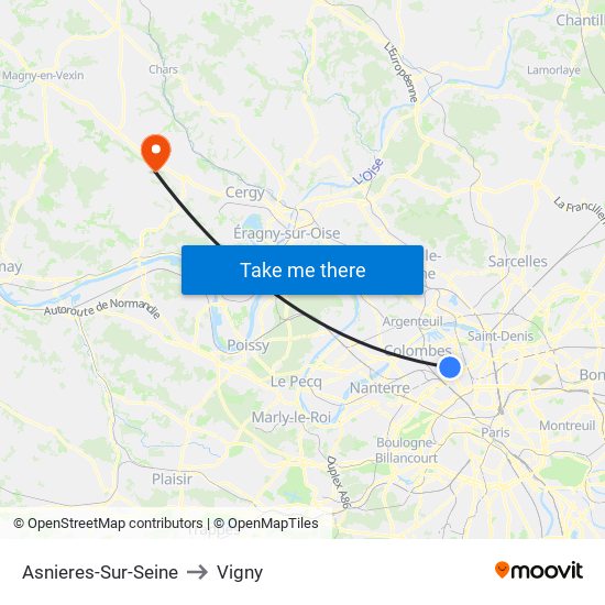 Asnieres-Sur-Seine to Vigny map