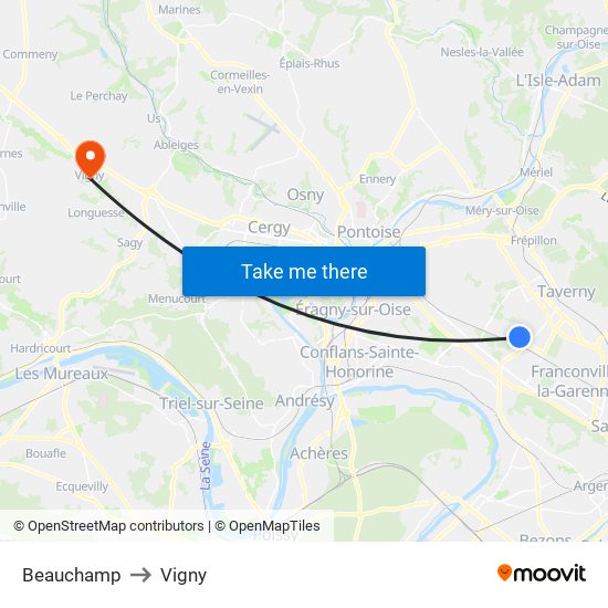 Beauchamp to Vigny map