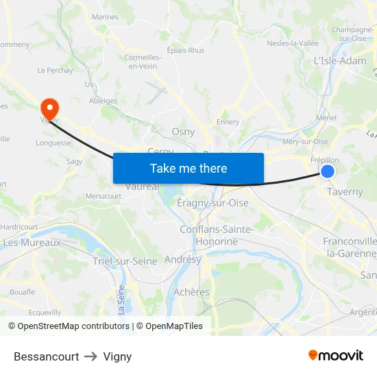 Bessancourt to Vigny map