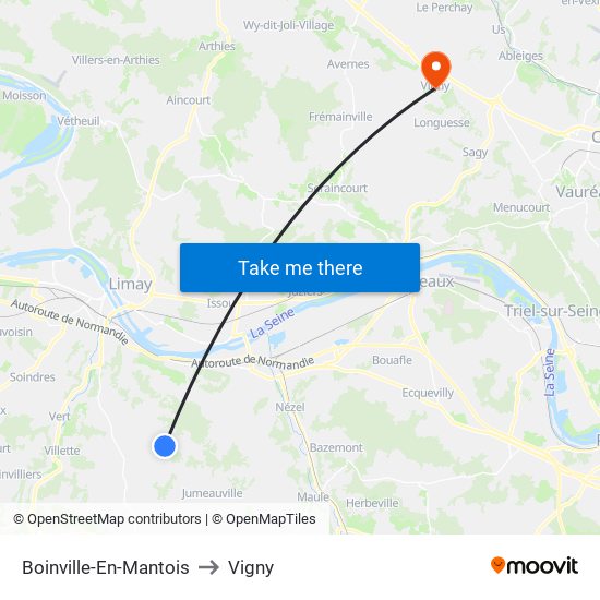 Boinville-En-Mantois to Vigny map