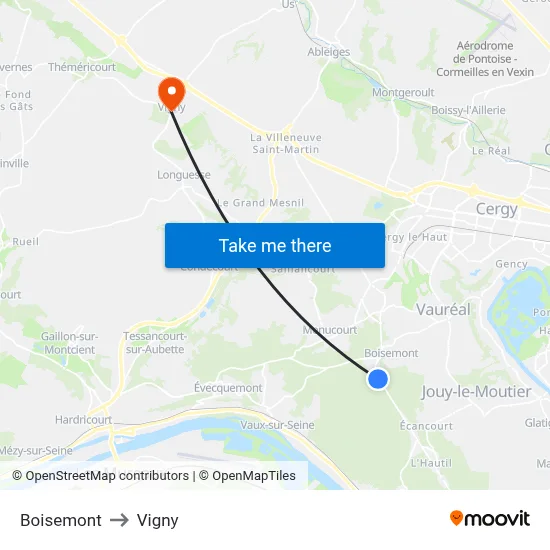 Boisemont to Vigny map