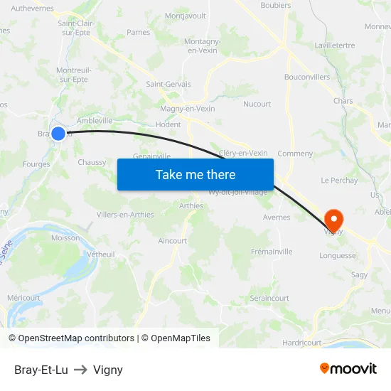 Bray-Et-Lu to Vigny map