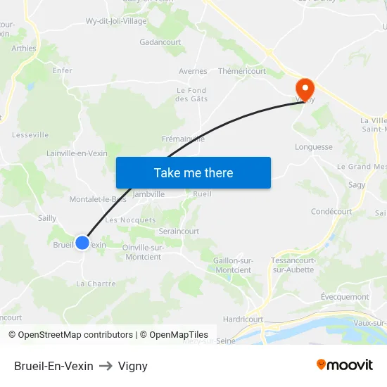 Brueil-En-Vexin to Vigny map