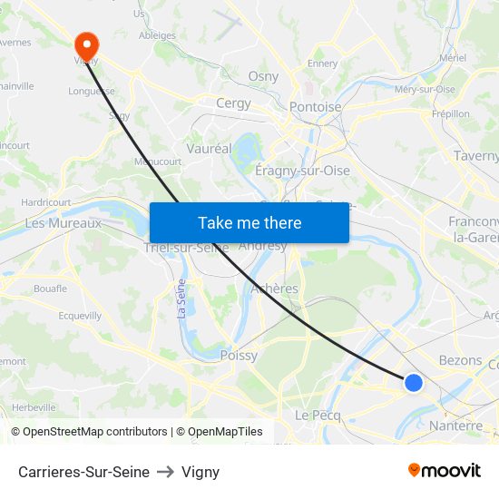 Carrieres-Sur-Seine to Vigny map