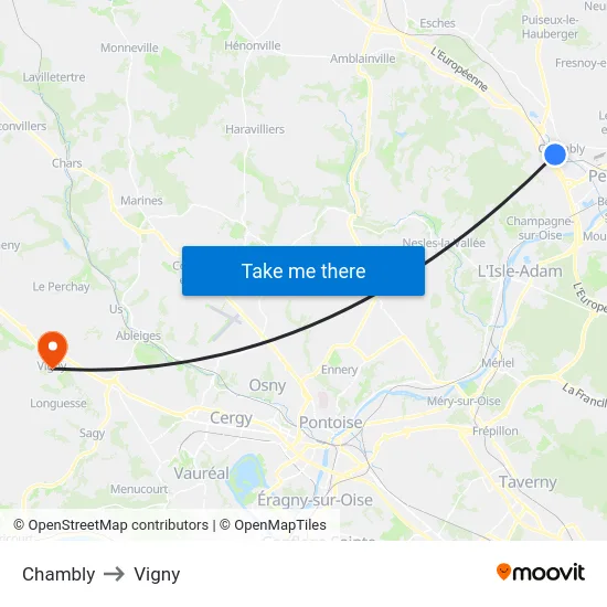 Chambly to Vigny map