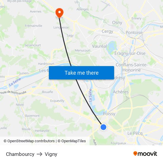 Chambourcy to Vigny map