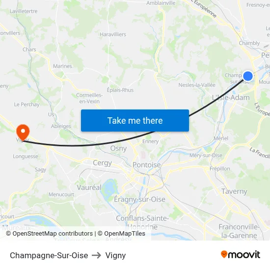 Champagne-Sur-Oise to Vigny map