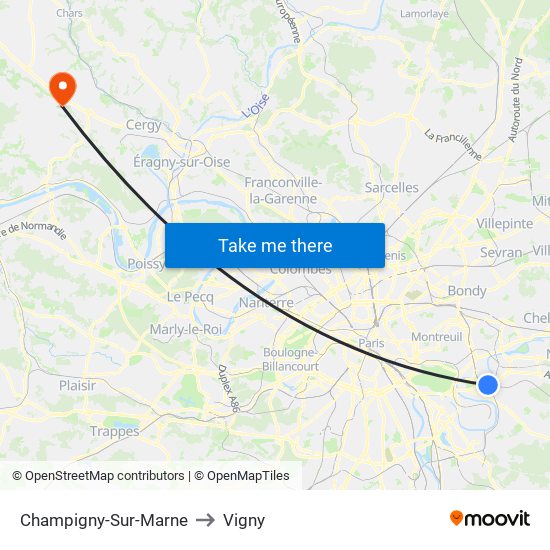 Champigny-Sur-Marne to Vigny map