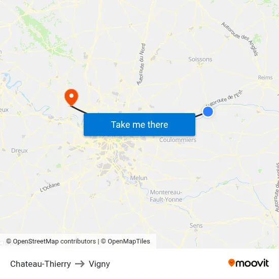 Chateau-Thierry to Vigny map