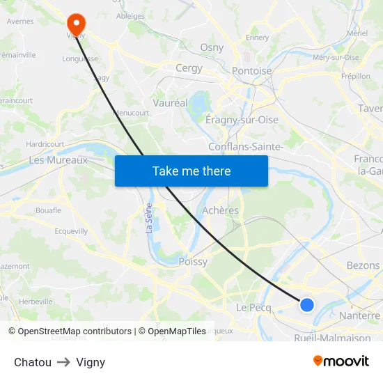 Chatou to Vigny map