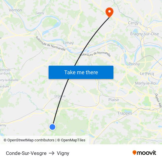Conde-Sur-Vesgre to Vigny map