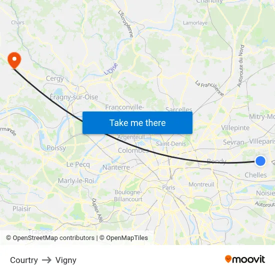 Courtry to Vigny map