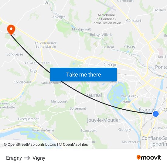 Eragny to Vigny map