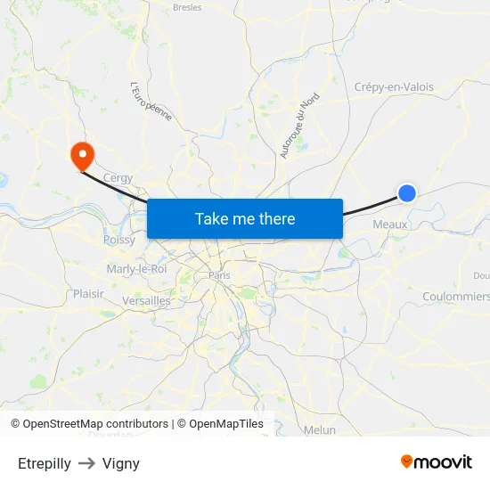 Etrepilly to Vigny map