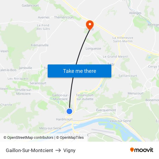 Gaillon-Sur-Montcient to Vigny map