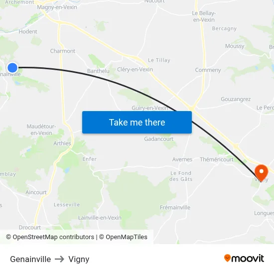 Genainville to Vigny map