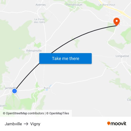 Jambville to Vigny map