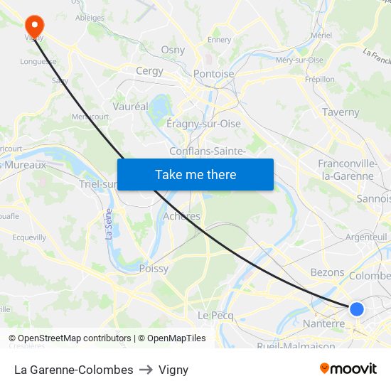 La Garenne-Colombes to Vigny map