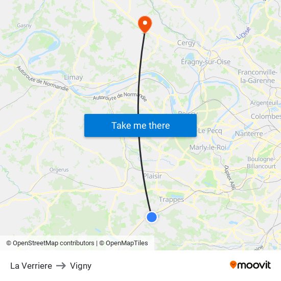 La Verriere to Vigny map